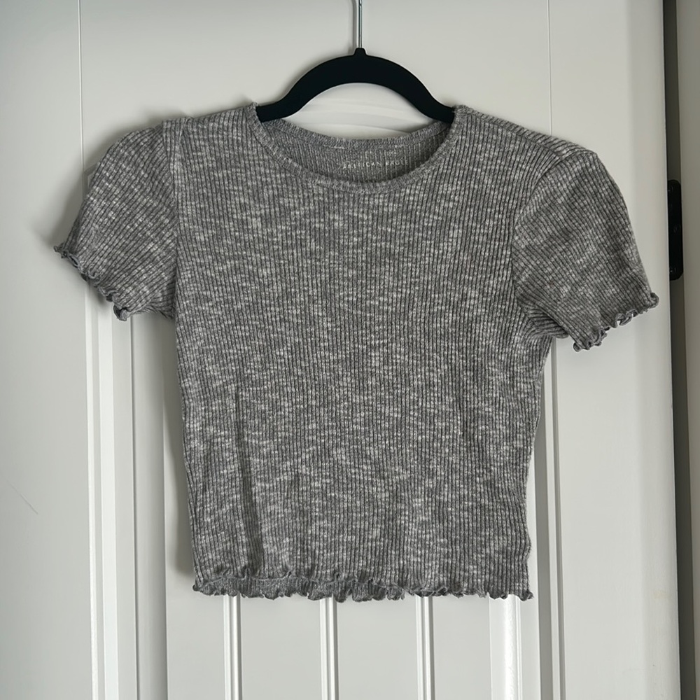 American Eagle Gray Ribbed T-Shirt